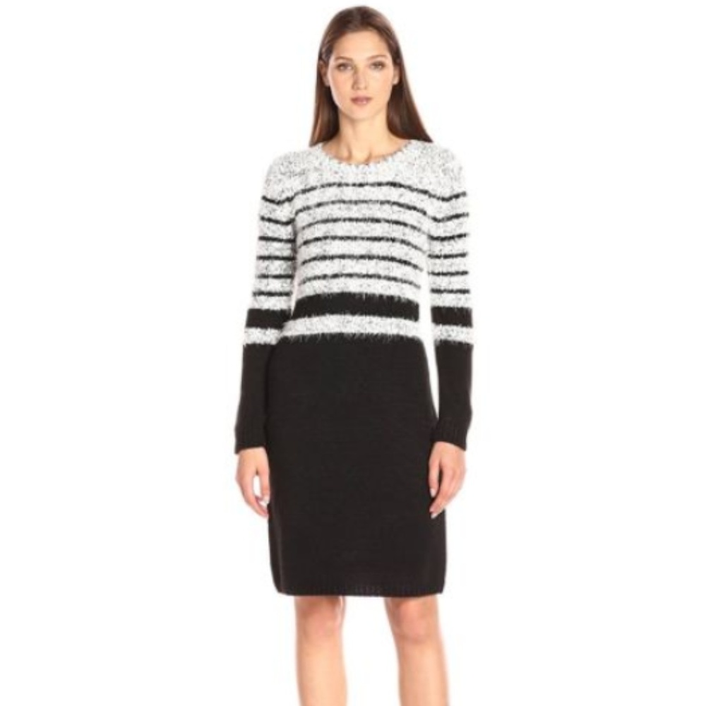 Calvin Klein Women's Eyelash Dress W/ Ribbed Trim,